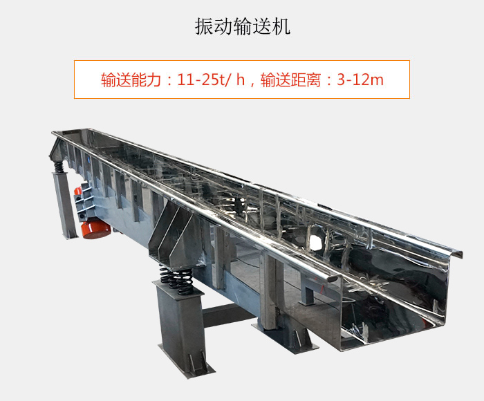 振動輸送機：輸送能力：11-25t/ h，輸送距離：3-12m