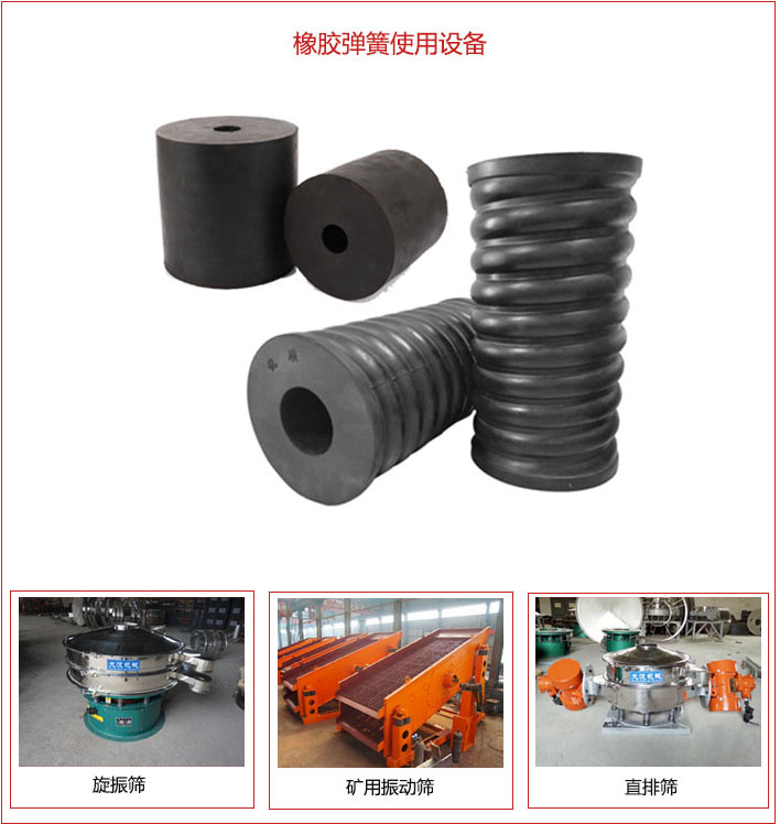 橡膠彈簧適用設備：旋振篩，礦用振動篩，直排篩等